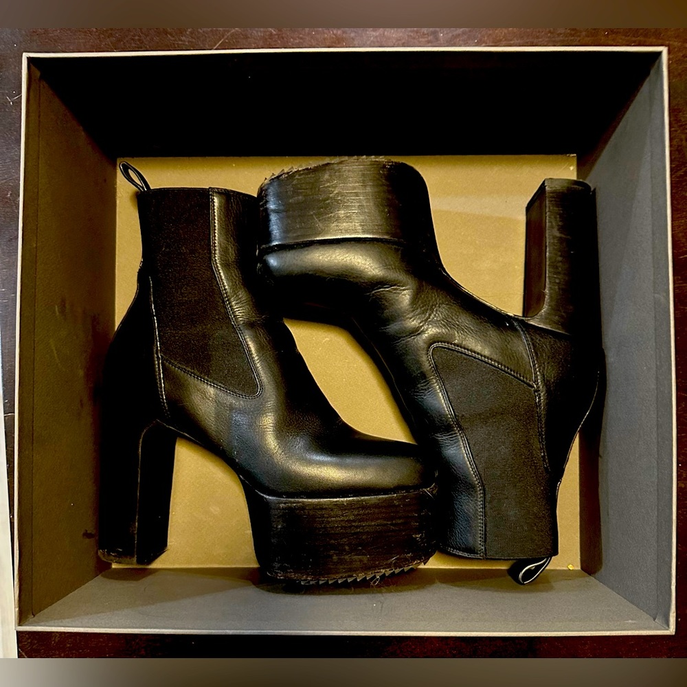 RICK OWENS Platform Ankle Boots in Black Sz 39 EU